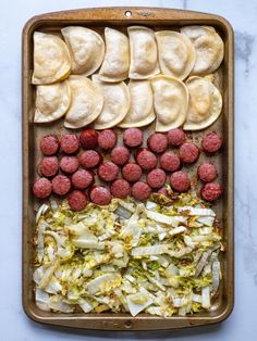 the food is prepared and ready to be eaten on the table in the trays