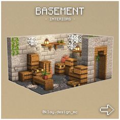 Minecraft Houses Basement, Minecraft Basement Interior, Minecraft Mine Interior, Axotol Minecraft Enclosure, Mincraft Idea Basement, Mc Basement Ideas, Minecraft Fishing House Interior, Minecraft Dungeon Build Ideas, Minecraft Dungeon Design