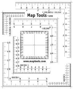 a ruler with the words map tools on it and an image of a square that has been