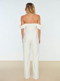 Type : Shirt Color : White Length : Long Pattern Type : Plain Waist Line : High Waist Details : Cut Out, Zipper Neckline : Off the Shoulder Sleeve Length : Short Sleeve White Casual Strapless Jumpsuit For Party, Summer Cotton Strapless Fitted Jumpsuit, Cotton Jumpsuits And Rompers For Summer Party, Cotton Jumpsuits And Rompers For Night Out, White Off-shoulder Jumpsuit For Party, Summer Party Cotton Jumpsuits And Rompers, White Off-shoulder Jumpsuits And Rompers For Evening, White Off-shoulder Evening Jumpsuits And Rompers, Summer Off-shoulder Loungewear Jumpsuits And Rompers