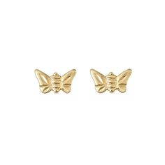 14K Yellow Gold Butterfly Stud Earrings Add a charming touch to your casual wardrobe with these 14K yellow gold butterfly stud earrings. What a whimsical way to welcome summer! Approx. 1/4"L x 1/6"W 14K yellow gold Pierced with clutch backs Stud-style earrings have polished butterfly shapes on post fronts Butterfly Shapes, Butterfly Earrings Gold, Butterfly Stud Earrings, Welcome Summer, Stud Style, Butterfly Earrings Stud, Butterfly Shape, Gold Butterfly, Butterfly Earrings