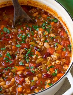 a large pot filled with soup on top of a table