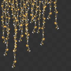 a bunch of lights hanging from the side of a building, transparent background png clipart