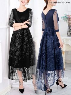 10% off now|Free shipping world-wide. Elegant Fall Tea Length Wedding Guest Dress With Embroidery at GemGrace. Click to learn our pro custom-made service for wedding dress, formal dress. View #WeddingGuestDresses for more ideas. Fall Tea, Best Wedding Guest Dresses, Tea Length Wedding, Dress With Embroidery, Dress Attire, Semi Formal Dresses, Elegant Fall, Formal Party Dress, Guest Dress