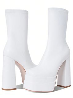 Platform height:5.6cm/2.2inches,Heel height:14.7cm/5.8inches,Fashion 2023 Gothic Women Platform Boots Square Toe High Heel Classic Chunky Goth Motorcycle Boots White PU         Women Shoes, size features are:Bust: ,Length: ,Sleeve Length: White Square Toe Platform Boots, White Platform Boots With Chunky Block Heel, White Platform Boots With Square Toe For Winter, Fitted Synthetic Platform Boots With Chunky Platform, Fitted Chunky Platform Boots In Synthetic Material, Fitted Synthetic Chunky Platform Boots, White High Ankle Martin Boots With Chunky Platform, White Square Toe Platform Boots For Fall, Goth Motorcycle