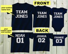 Set of 3 Shirts Custom Shirts Sibling Shirts Personalized T-shirts Team Sports Shirts Family Shirts Toddler Shirts Baby Shower Gifts Boy by mkclassyprints on Etsy Baby Shower Gifts Boy, Custom Team Shirts, Sibling Shirts, Family Shirts Matching, Baby Shower Gifts For Boys, Team Sports, Adulting Shirts, Team Shirts, Gender Neutral Baby