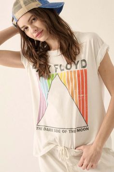 Pink Floyd Dark Side of the Moon Rainbow Graphic Tee | ShopPromesa Summer Rainbow Graphic Print Tops, Rainbow Graphic Print Top For Summer, Rainbow Graphic Print Tops For Summer, Multicolor Band Merch Tops For Summer, Spring Graphic Tee With Rainbow Print, Retro Rainbow T-shirt For Summer, Trendy Rainbow Graphic Print Tops, Spring Rainbow Graphic Print Tops, Rainbow Letter Print Summer Top