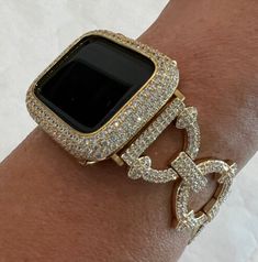 ad eBay - Find many great new & used options and get the best deals for Pave Apple Watch Band Yellow Gold Crystal or Apple Watch Cover Lab Diamond Bling at the best online prices at eBay! Free shipping for many products! Sparkly Watches Glitter, Bling Watch Band, Apple Watch Band Women, Apple Watch Cover, Mens Bling, Apple Watch Bands Women, Ceramic Apple, Apple Band, Gold Apple Watch