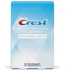 Crest 3D Whitestrips, the #1 dentist-recommended at-home teeth whitening brand. Get a brighter, whiter smile in just 10 days with Crest 3D Whitestrips Noticeably White. This 30-minute teeth whitening treatment makes it easy to whiten teeth without leaving the house. Using the same enamel-safe whitening ingredient dentists use, you can get noticeably whiter teeth. Plus our comfortable, no-slip grip technology helps the whitening strips stay put, so you can talk and drink water while whitening Whitening Strips, Loose Tooth, Whiter Teeth, Teeth Whitening Strips, Tooth Sensitivity, White Smile, Whitening Kit, Teeth Whitening Kit, Natural Teeth