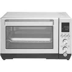 a toaster oven with the door open on a white background, it is empty and ready to be used