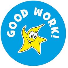 the logo for good work with a smiling star