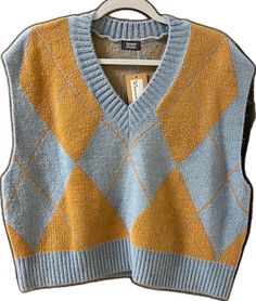 Blue Sweater Vest For Fall, Casual Yellow Sweater Vest For Winter, Casual Yellow Sweater Vest For Fall, Casual Blue Sweater Vest For Winter, Brown Sweater Vest, Shaggy Sweater, Owl Sweater, Black V Neck Sweater, Christmas Sweater Vest