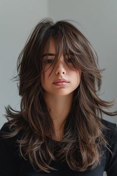 Update your long locks with some layers and fringe! Here are 49 trending layered cuts with bangs in 2024 for movement, shape and effortless style. 👆 Click for more ideas！ Hair Cut For Oval Shape Girl Long Hair, Hair Cuts Bangs Long, Werewolf Haircut, Haircut Butterfly, Thick Wavy Hair, Hair Inspiration Long, Shaggy Haircuts, Haircuts For Wavy Hair, Wolf Cut