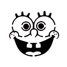 a black and white drawing of a smiling face