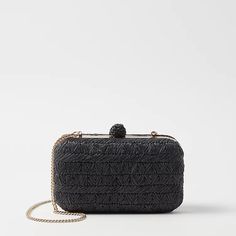 Great Looking Raffia Clutch. Can Use With Our Without Chain. Perfect For Anything! Expertly Crafted In Textured Raffia, Our Structured Clutch Holds All Of Your Have-To-Haves. Snap Top Closure. 7"W X 4 1/2"H X 2"D. Fabric & Care Shell: 100% Paper Raffia; Lining: 100% Cotton; Chic Rectangular Straw Bag For Formal Occasions, Chic Formal Rectangular Straw Bag, Chic Woven Bag For Formal Occasions, Chic Formal Woven Bag, Chic Evening Straw Bag In Rectangular Shape, Chic Black Woven Clutch, Chic Rectangular Evening Straw Bag, Chic Evening Rectangular Straw Bag, Evening Straw Clutch Bag With Braided Handles