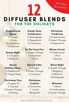 Christmas Diffuser Blends, Essential Oil Combinations, Essential Oils Guide