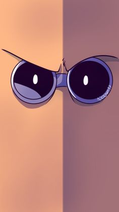 an animated image of a pair of glasses with one eye open and the other half closed