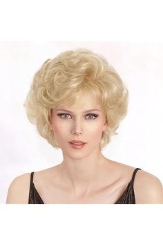 Short Blonde Curly Wigs for Women Fluffy Natural Looking Synthetic Cosplay Daily Hair Wig Blonde Curly Wig, Short Blonde, Curly Wigs, Wig Hairstyles, Wigs, Blonde