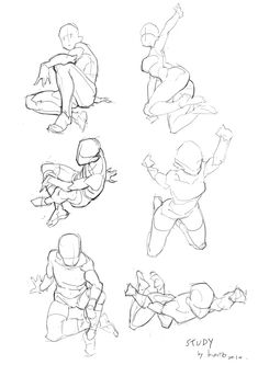 some drawings of people doing different poses