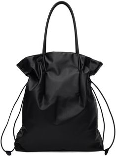 The Row: Black Polly Tote | SSENSE The Row Bag, Bag Women Fashion, Balenciaga Black, Nylon Tote, Mini Tote, Nylon Bag, Outdoor Outfit, Black Mini, Nappa Leather