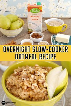 overnight slow cooker oatmeal recipe with apples and pears