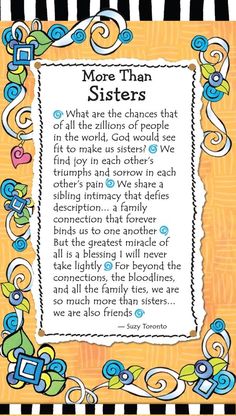 a card with the words more than sisters on it