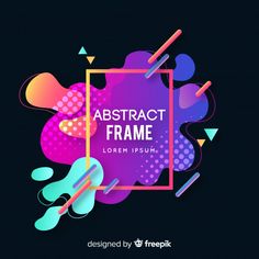 abstract frame with colorful shapes and geometric shapes on black background for an advertisement or poster