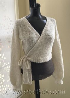 #343 Ria Ballet Wrap Knitting pattern by SweaterBabe.com Crochet Ballet Sweater, Knit Wrap Sweater Pattern, Wrap Sweater Pattern, Ballet Wrap Sweater, Wrap Knitting Pattern, Ballet Sweater, Knitting Clothes, Pattern Knitting, Knit Wrap