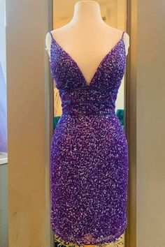 Hoco 2022, Purple Homecoming, Formal Ideas, Sequin Short Dress, Purple Homecoming Dress, Sequin Homecoming Dress, Hoco Dress, Short Party Dress, Prom Ideas