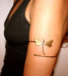 Dragonfly Upper Arm Cuff Handmade Arm Band Gold Silver Gold Resizable Cuff Bracelet Gift, Gold Adjustable Cuff Bracelet, Upper Arm Cuff, Upper Arm Cuffs, Dope Jewelry, Arm Cuff, Funky Jewelry, Jewelry Lookbook, Dream Jewelry