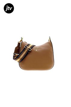 This classic crossbody bag from Prada is crafted from supple brown Vitello Phenix leather, finished with the signature Prada logo plaque with gold-tone hardware.�� Featuring a dark brown, tan, and cream web striped strap, this versatile bag can be adjusted to your preferred strap length.��The spacious interior��includes one interior zip pocket and one interior slide pocket with a magnetic snap closure. Elevate your look with this chic and minimal crossbody, only from Prada.    Model: 1BC166  Car Classic Crossbody Bag, Prada Logo, Caramel Brown, Dark Brown, Brown Leather, Caramel, Zip Pockets, Prada, Crossbody Bag