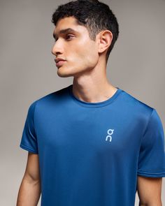 Go back to basics with this lightweight and versatile tee. Designed for the everyday runner's wardrobe | On Men's Core-T Short-Sleeve Shirt in Denim, Size: XL. Lightweight, versatile, running Road Running. Performance Running | Recycled Polyester Relaxed Fit Short Sleeve T-shirt For Running, Casual Moisture-wicking Activewear For Running Errands, Short Sleeve Relaxed Fit T-shirt For Running, Go-dry Relaxed Fit T-shirt For Running, Relaxed Fit Go-dry T-shirt For Running, Breathable Running T-shirt With Relaxed Fit, Casual Crew Neck Top For Running Errands, Casual Breathable Blue T-shirt, Casual Crew Neck T-shirt For Running