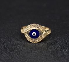 "14k Real Solid Yellow Gold Evil Eye  Ring, 14k Solid Gold Women Dainty Ring, Evil Eye Gold Ring for Women,14k Evil Eye Gold Ring, Minimalist Ring * Metal : Real 14K Yellow Gold, (Properly Stamped, 14K) * Condition : Brand New * Finish : Polished * Band thickness:2.8 mm  * Scale: : 6,5US, 7US, 7.5US, 8US, 8.5US * Stone: Cubic Zirconia These Rings are 100% Authentic 14K Solid Real Gold .  \"Not Plated or Filled\" This is a Beautiful Genuine Real 14K Solid Gold  Evil Eye Ring BOSPHORUSGOLD" 14k Gold Evil Eye Ring, Evil Eye Gold Ring, Nails Growth, Evil Eye Ring Gold, Gold Ring For Women, Zierlicher Ring, Gold Ring Designs, Big Diamond, Evil Eye Ring