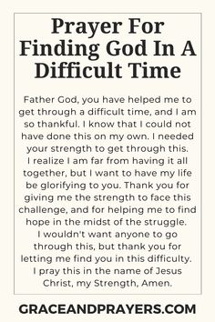 a prayer for finding god in a difficult time