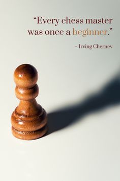 a wooden pawn sitting on top of a table next to a quote from irving cherry