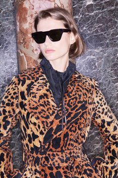 A modern icon - the Square Cat, as featured in our New York Fashion week show. Now available at www.victoriabeckham.com and 36 Dover Street, London. Cat Sunglasses, Leopard Print Coat, Print Coat, Spice Girls, Black Square, Business Outfits, Retro Outfits