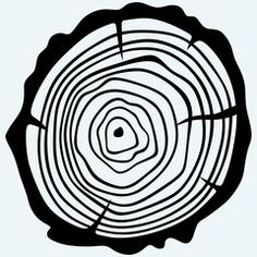 a black and white illustration of a tree stump cut in half with the top section missing