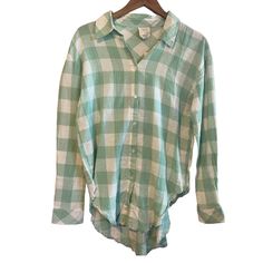 Harper By Heritage Green And White Checker Plaid Button Down Flannel Nwt Small Checker Print Button Down Collared Frayed Hem Oversized Fit High Low Profile Condition Is New With Tag No Holes Stains Or Tears Pit To Pit 17” And Length 27” 2680 Plaid Button-up Tops For Day Out, Daytime Button-up Blouse With Button Closure, Plaid Tops With Button Closure For Day Out, Spring Plaid Button-up Shirt, Plaid Cotton Blouse With Buttons, Plaid Tops With Button Closure For Daywear, Long Sleeve Tops For Daytime In Fall, Spring Plaid Tops With Snap Buttons, Plaid Button-up Blouse For Day Out