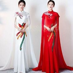 Trendy Fashion Red Elegant Catwalk Cheongsam Long Slimming Chinese Qipao Gown Cheongsam Dress, Womens Clothing Sangjit Dress, Qipao Wedding Dress, Qipao Gown, Chinese Cheongsam Dress, Qipao Wedding, Red Qipao, Chinese Qipao, Chinese Cheongsam, Chinese Style Dress