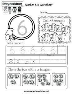 the number six worksheet for children to practice their handwriting and writing skills, including numbers