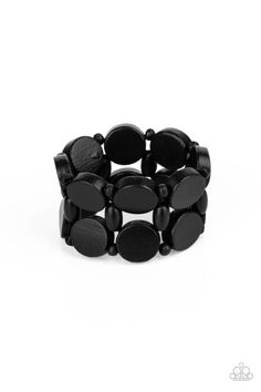 Earthy black wooden discs and beads are threaded along braided stretchy bands around the wrist, creating a summery display. Sold as one individual bracelet. Paparazzi Consultant, Black Order, Jewelry Watch, Wooden Bracelet, Black Bracelet, Wood Bracelet, Apple Ios, Black Bracelets, Paparazzi Accessories