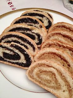 several slices of bread on a white plate