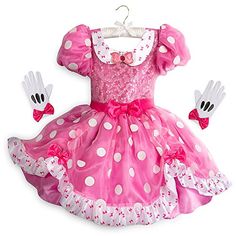 a pink minnie mouse dress and headband