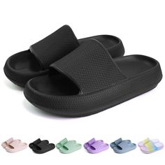 PRICES MAY VARY. 【Buying Tips】The soft EVA material will shrink in high temperature and long time sun exposure. Please do not expose the slippers to the hot sun for a long time to prolong the durability. If you have any questions, we are always here to help. 【Soft Comfort】 Crafted from premium EVA material, Kids Cloud Slides offer a feather-light feel that's both plush and easy to clean. Odor-free and quick-drying, ensuring your little one's feet stay fresh and comfortable. 【Safety First】Enginee Shower Sandals, Cloud Slides, Slip On Slippers, Pool Shoes, Summer Slippers, Walking On Clouds, Girls Bathroom, Sun Exposure, Stay Fresh