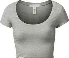 Casual Fitted Cropped T-shirt With Scoop Neck, Fitted Casual Cropped T-shirt With Scoop Neck, Basic Fitted Gray T-shirt, Basic Fitted T-shirt For Summer, Fitted Plain T-shirt For Summer, Basic Plain Short Sleeve Tops, Basic Fitted Short Sleeve Tops, Fitted Short Sleeve Basic Tops, Basic Summer T-shirt With Scoop Neck