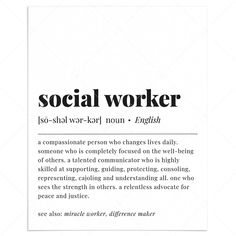 an article about social worker in black and white with the words'social worker '