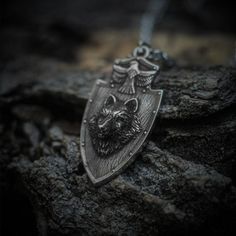 Nordic Wolf and Raven Pendant Silver Viking Jewelry For Fantasy Events, Viking Style Silver Wolf Design Jewelry, Viking Style Silver Jewelry With Wolf Design, Viking Style Wolf Design Jewelry Gift, Wolf And Raven, Nordic Wolf, Fearless Heart, Raven Perched, Viking Arm Rings