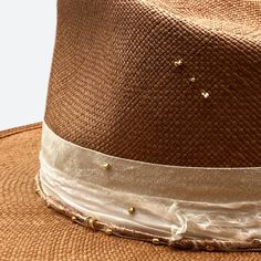 Silk and cotton ribbons with small details around crown Sweatband with ' In a Sunshine State of Mind' inspirational quote All hats are unique and have perfect imperfections! Straw hat hand woven in Ecuador Hand made and designed by Valeria in California Gold Straw Hat With Flat Brim, Designer Wide Brim Beige Hats, Designer Beige Wide Brim Hat, Designer Beige Summer Hat, Designer Beige Hat For Summer, Gold Flat Brim Hat Bands For Kentucky Derby, Designer Beige Adjustable Hat, Designer Adjustable Beige Hat, Gold Adjustable Fedora Panama Hat