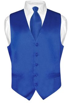 a blue vest with white shirt and tie