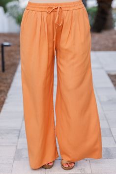 Chic Soul plus size clothing, papaya wide full length pant with drawstring waist Brunch Date, Colored Pants, All Eyes, All About Eyes, Papaya, Perfect Fit, Villa, Elastic, Pants